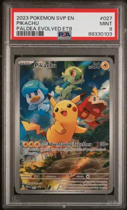 2023 POKEMON SVP EN-SV BLACK STAR PROMO | PALDEA EVOLVED ETB PIKACHU #027 PSA 9 - Image 1