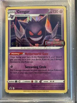 Pokemon Gengar Lost Origin STAFF - SWSH 241 - PSA 7 - Prerelease Promo - Image 3