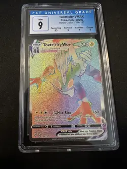 Pokemon TCG 2020 Rebel Clash Toxtricity VMAX Secret Rare 196/192 CGC 9 - Image 1