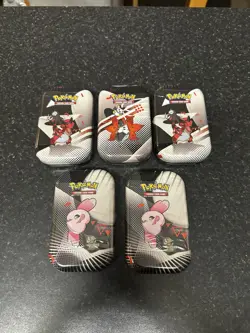 Pokemon TCG Scarlet & Violet Black Bolt/White Flare Mini Tins X5 sealed - Image 1