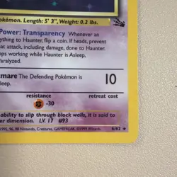 Pokemon Haunter Fossil Holo 6/62 Unlimited WOTC Clean Holo LP+ - Image 3