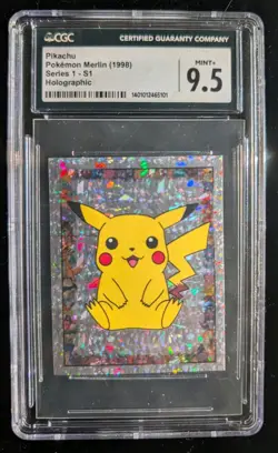 Pokemon Pikachu #S1 Merlin Sticker Series 1 Topps Holo - CGC MINT+ 9.5 - Image 1
