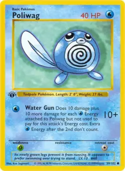 Pokemon Base Set Common Poliwag #59 [1st Edition] - Image 1
