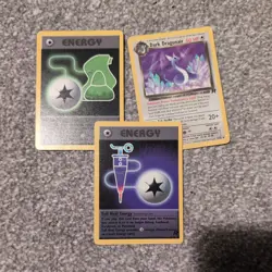 Original 2000 Pokemon Team Rocket Dark Dragonair & 2 energy cards #33/82 - Image 1