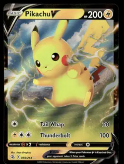 Pokemon Cards Pikachu V 086/264 Fusion Strike Holo Rare V NM - Image 1