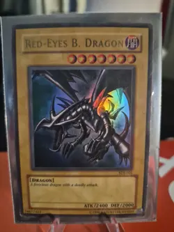 Yu-Gi-Oh! TCG Red-Eyes Black Dragon SDJ-001 Vintage Holo Rare Card 1996 - Image 1