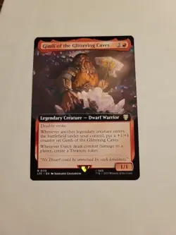 Gimli of the Glittering Caves Ext Art 115 MTG Commander Lord of the Rings LTC NM - Image 1