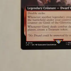 Gimli of the Glittering Caves Ext Art 115 MTG Commander Lord of the Rings LTC NM - Image 2