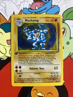 1st Edition Machamp 8/102 Pokemon Base Set Holo Rare LP-MP - Image 1