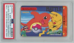 1999 Pokemon Japanese Bandai Charmander vs Pikachu Cardass Vending #185 PSA 10 - Image 1