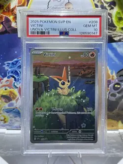 2025 Pokemon SVP Victini Black Star Promo #208 PSA 10 - Image 1