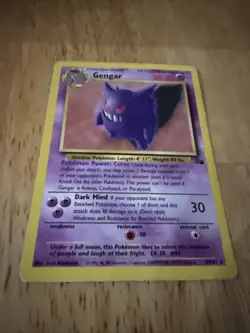 Vintage Gengar Pokemon Fossil 20/62 1999 Non Holo Rare Good Condition Light play - Image 4