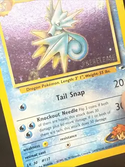 Pokemon TCG Misty's Seadra Holo Rare Gym Heroes Prerelease 9/132 CW Swirl - Image 4
