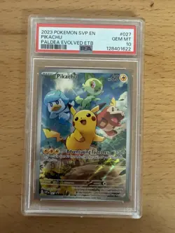 2023 POKEMON SVP EN-SV BLACK STAR PROMO #027 PIKACHU PSA 10 - Image 1
