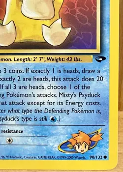 Misty's Psyduck 90/132 Gym Challenge Set 1st Edition 1999 Vintage Pokemon TCG - Image 3