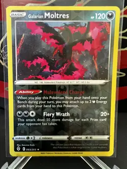 2021 Reverse Holo Pokemon Card Galarian Moltres Basic/Rare Holo #93 - Image 1