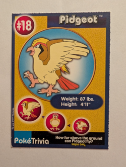 Bugerking Pidgeot #18 Poke Trivia Pokemon Card *Perforated* - Image 1