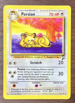 Persian 56/130 Pokemon Card Base Set 2 Uncommon - NM - Image 1