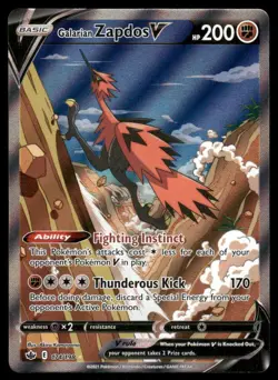 Pokemon Cards Galarian Zapdos V 174/198 Chilling Reign Rare Ultra NM *1 - Image 1