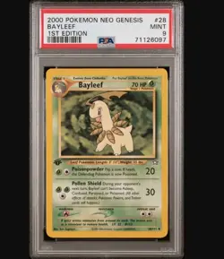 2000 Pokemon Neo Genesis Bayleef 1. Edition 28/111 #28 PSA 9 MINT Englisch - Image 1