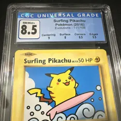 Pokemon TCG 2016 XY Evolutions Surfing Pikachu Secret Rare 111/108 CGC 8.5 - Image 2