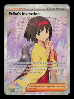 Pokemon Card Erika's Invitation 196/165 MEW 151 Full Art FA Trainer NM 2023 - Image 1