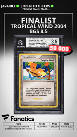 2004 Pokemon World Championship FINALIST Tropical Wind #026 BGS 8.5 - Image 1