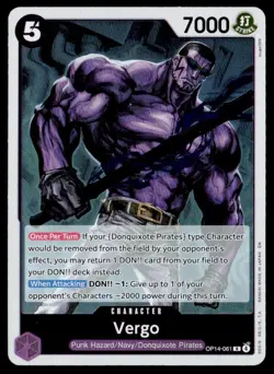 One Piece The Azure Sea's Seven #OP14-061 Vergo Rare - Image 1