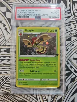 Pokemon Flapple Holo Rare Card 2020 Exclusive GameStop Stamp Promo PSA 8 249 - Image 1