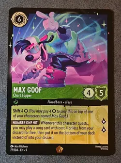 Lorcana Fabled Max Goof Chart Topper 77/204 Legendary Regular Card - Image 1