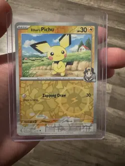 Pokemon TCG Ethan's Pichu Reverse Holo Card 071/182 Destined Rivals ERROR Card - Image 3