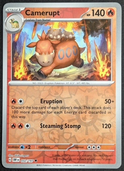 Camerupt Reverse Holo NM OBF 032/197 Obsidian Flames Pokemon Card - Image 1