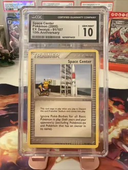 Space Center 91/107 CGC 10 10th Anniversary EX Deoxys Pokemon Card Graded - Image 1