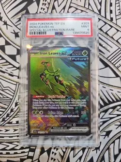 2024 PSA 9 MINT Iron Leaves EX #203 SIR Pokemon Temporal Forces (520) - Image 1