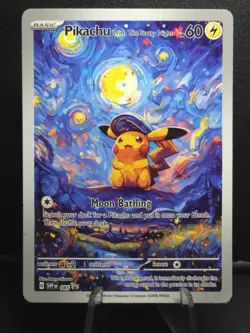 Pokemon Pikachu Starry Night Van Gogh Beautiful Moon ACG Star Trading Card - NM - Image 1