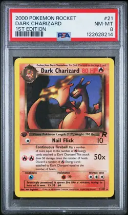 2000 Team Rocket 1st Edition Dark Charizard #21 Pokemon PSA 8 NM-MT 8214 - Image 1