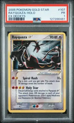2005 POKEMON EX DEOXYS GOLD STAR #107 RAYQUAZA-HOLO PSA 1 - Image 3