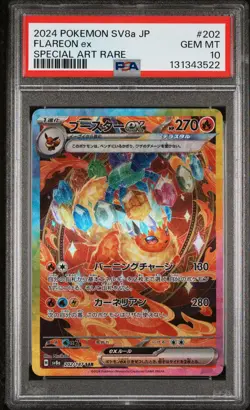 2024 POKEMON JPN SV8A-TERASTAL FEST EX SPECIAL ART RARE #202 FLAREON EX PSA 10 - Image 1