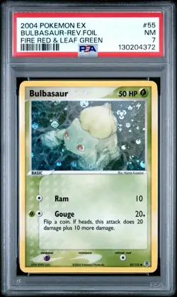 2004 Pokemon EX Fire Red & Leaf Green Bulbasaur-Rev. Foil #55 PSA 7 - Image 1