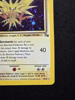 [DMG] Pokemon TCG Zapdos Fossil 15/62 Holo Unlimited Holo Rare Vintage - Image 4