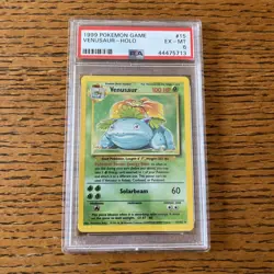 RARE HOLO BLEED✨🩸1999 POKEMON BASE SET 15 VENUSAUR HOLO PSA 6 ERROR - Image 1