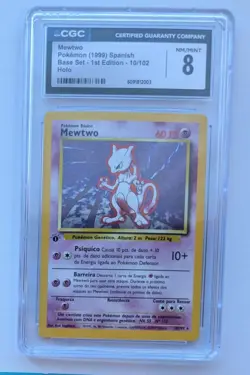 1999 Pokemon Spanish Base Set 1st Edition Mewtwo #10 CGC 8 - Image 1