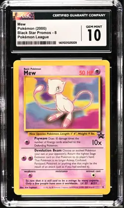 2000 Pokemon Mew Black Star Promo #8 Pokemon League CGC 10 GEM MINT - Image 1