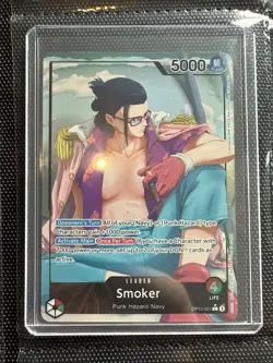 One Piece CCG Smoker OP10-001 Parallel Leader Alt Art English NM Foil TCG Card - Image 1
