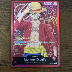 Bandai One Piece Monkey.D.Luffy Leader ST01-001 Super Pre-Release Card - Image 2