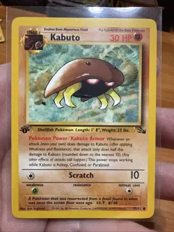 1999 Pokemon Fossil Kabuto 1st Edition Common Card 50/62 - Image 1