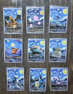 Pokemon Van Gogh Starry Night Custom Fan Art Set - (9) Cards w/ Charizard - Image 1