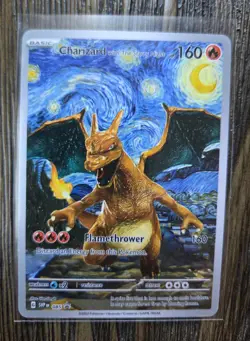 Pokemon Van Gogh Starry Night Custom Fan Art Set - (9) Cards w/ Charizard - Image 3