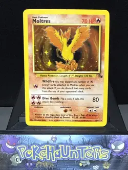 Pokemon Card Moltres 12/62 Fossil Set Rare Holo WOTC Played 2 - Image 1