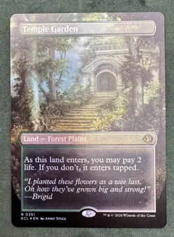 MTG Lorwyn Eclipsed Temple Garden Borderless Foil 351 Shock Land NM - Image 1